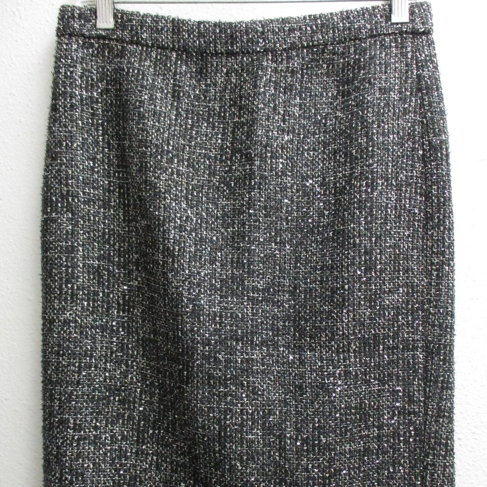 J.Crew No. 2 Pencil Skirt Black Tweed w/Metallic Tones Size 0  NWT
